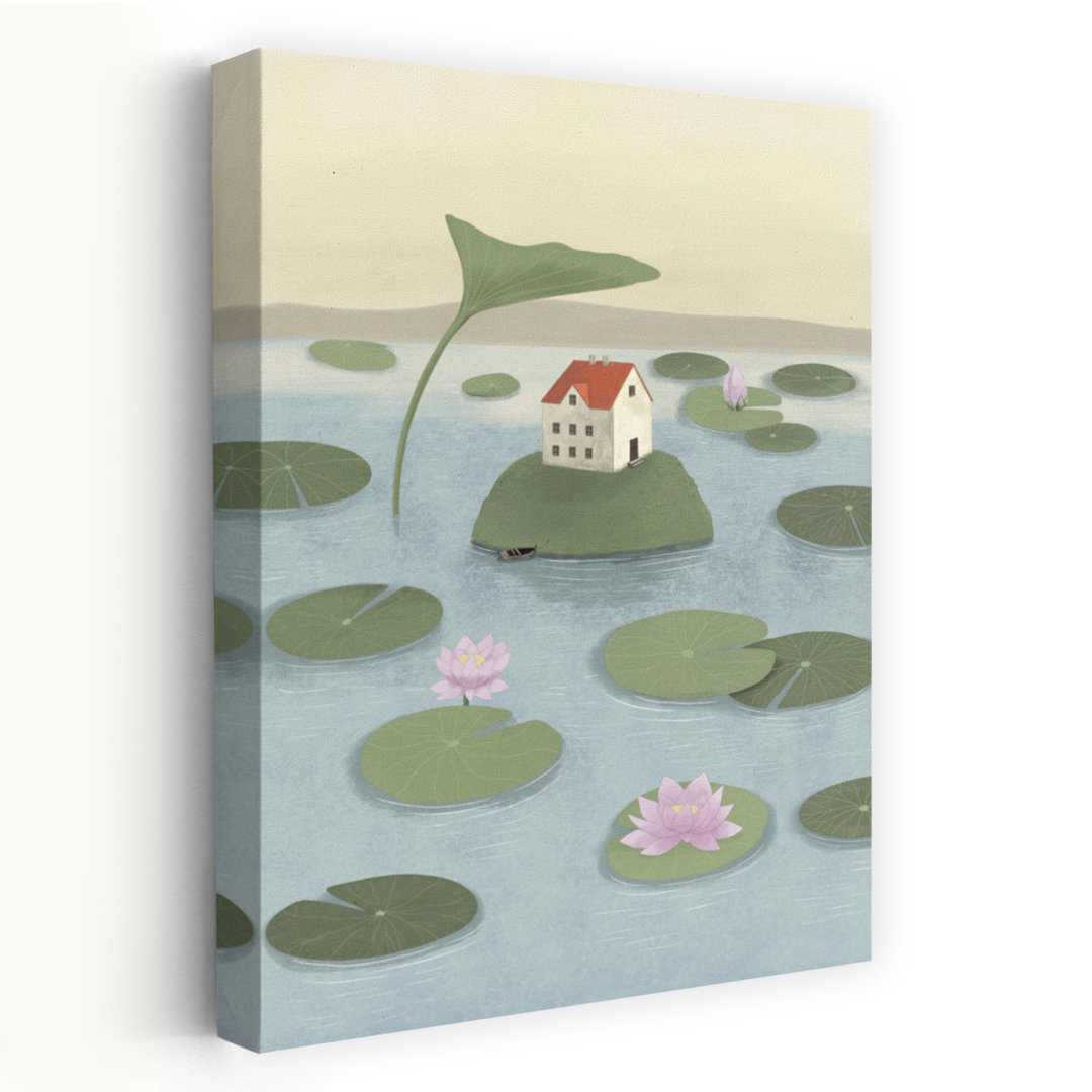 Contemporary Art Whimsical Abstract Contemporary Lotus Landscape Nature Wall Art