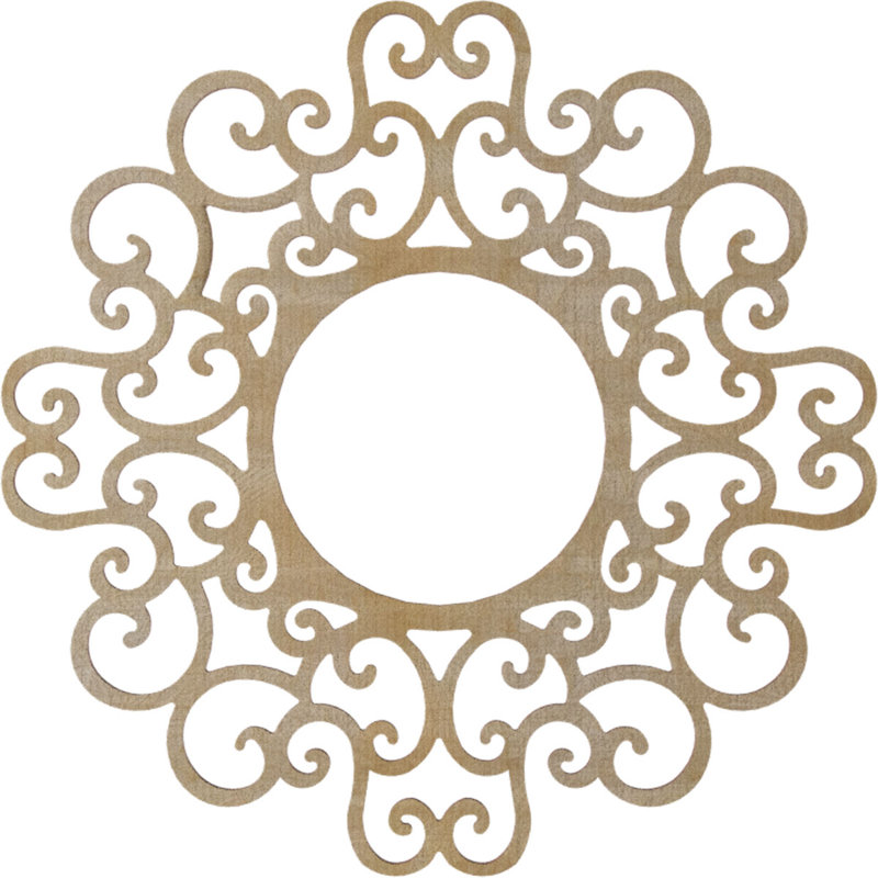 Médaillon de plafond en bois ajouré 24 po x 9 pi 8 po x P 1/4 po, H 22 po x l 22 po x P 0,25 po, Bouleau
