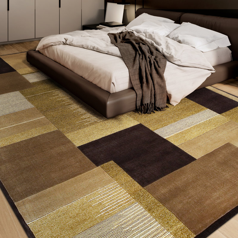 Himalayan Geometric Area Rug in Ivory/Brown/Black