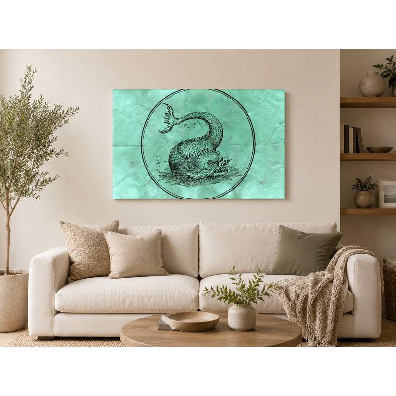 Sea Serpent Medallion - Landscape, art mural sur toile, 18" W x 12" H