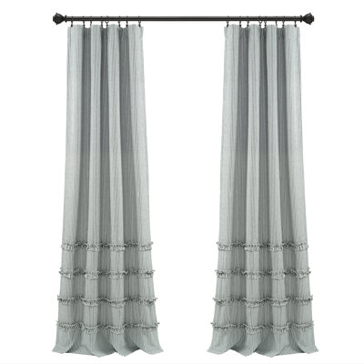 Lush Decor Vintage Stripe Cotton Blend Semi-Sheer Curtain Panels Pair Drapes (Set of 2)