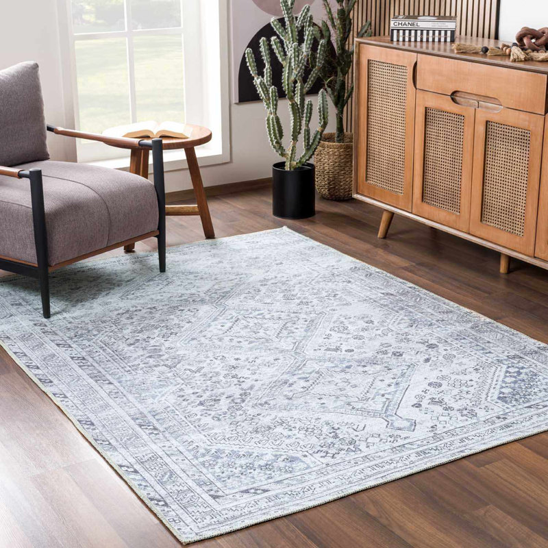 Tapis marocain en polyester tissé à la machine Lunagrace, Rectangle 7 pi 10 po x 10 pi 2 po