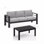 2 Pieces Outdoor Patio Set, All-Weather 75” 3-Seat Metal Patio Sofa Couch With Thick Beige Cushions, Khaki Frame And 43” Coffee Table