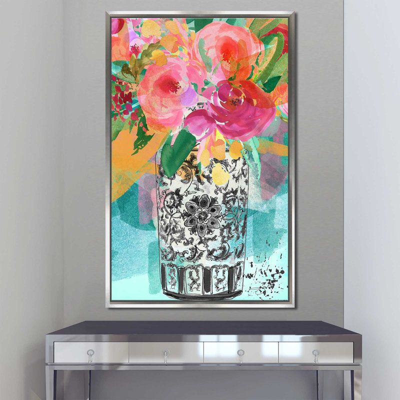Vase coloré coloré (vertical) par By Jodi - impression, H 51,5 po x l 31,5 po x P 2 po, Cadre flottant argent