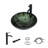 16.5" Circular Glass Bathroom Sink Vessel Sink with Pop-Up Drain and Faucet Combo-119283394