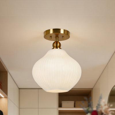 1- Light Dimmable Silver Semi Flush Mount
