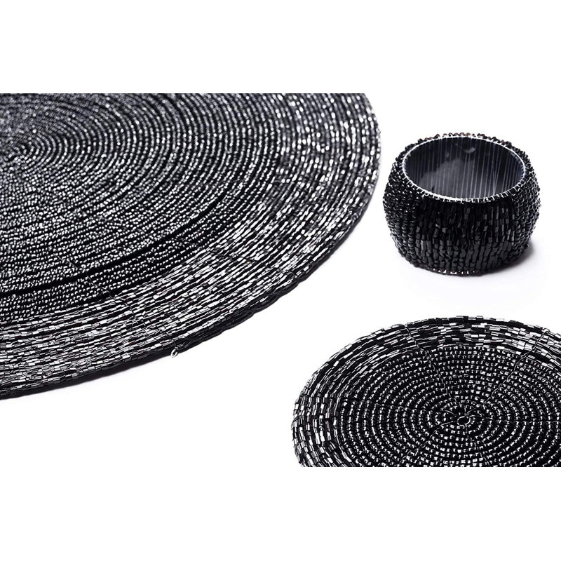 Dex Glass No Pattern Round Placemat, Black