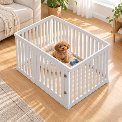 Parc pour animaux de compagnie intérieur et extérieur, parc pour chiens robuste avec connecteurs d'angle, comprend 4 piquets, clôture pour chiens avec connecteurs d'angle 2 en 1 (8+1, 9 pièces)
