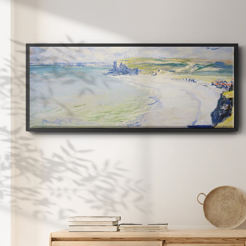 The Beach At Pourville, 1882, reproduction d'art sur toile, H 8 po x l 20 po x P 1,5 po, Toile avec cadre flottant noir
