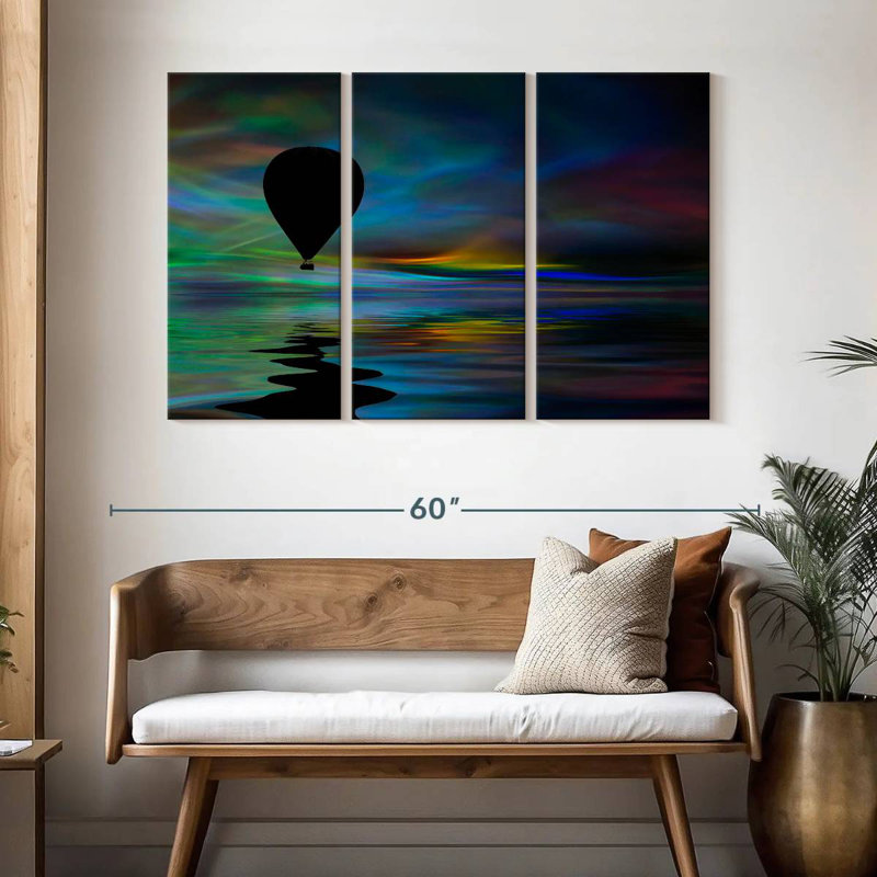 Mehar Hot Air Balloon Floating Across A Surreal Sky, 32" H x 50" W