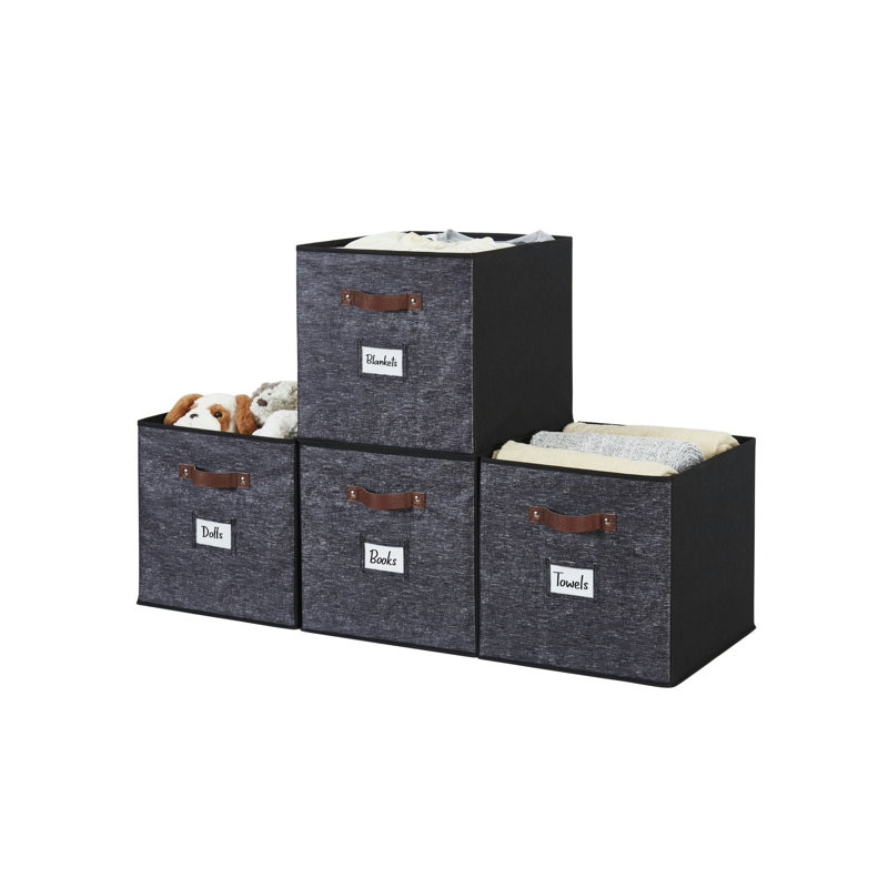 Ensemble de bacs de rangement en tissu, Motif noir