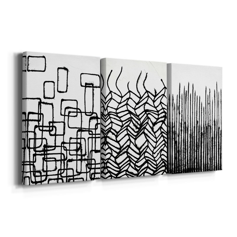 Linear Effervescence I - Toile tendue sur mesure avec châssis - 3 pièces, H 27 po x l 54 po