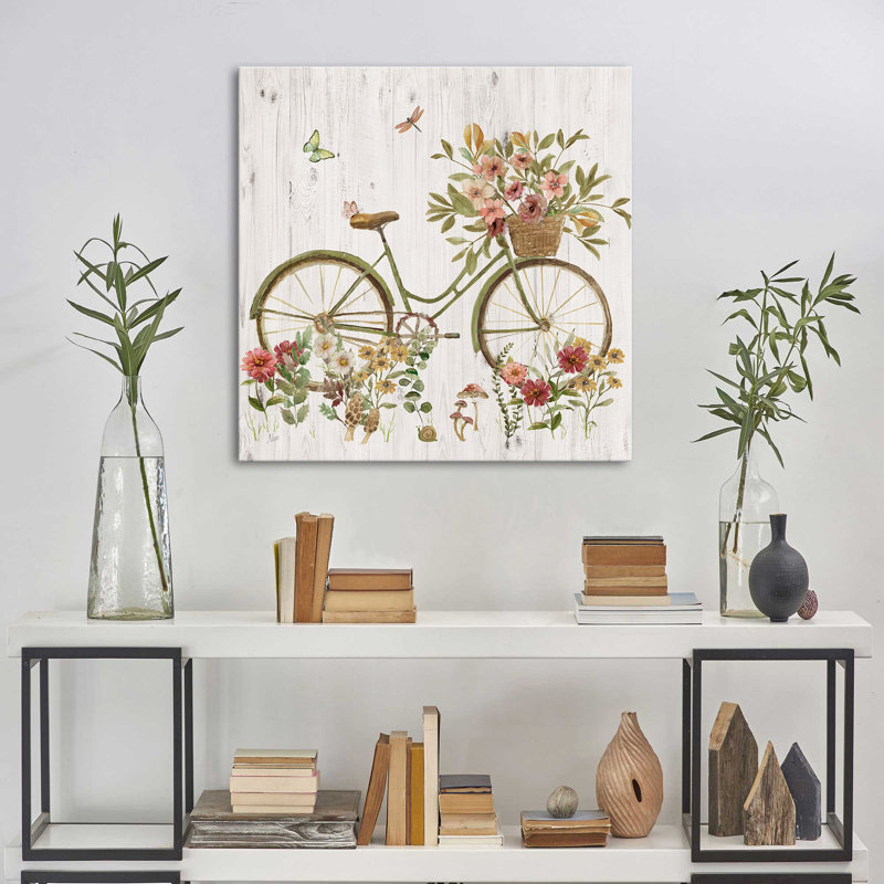 "Garden Bike" par Nan, reproduction sur toile, H 18 po x l 18 po x P 1 po
