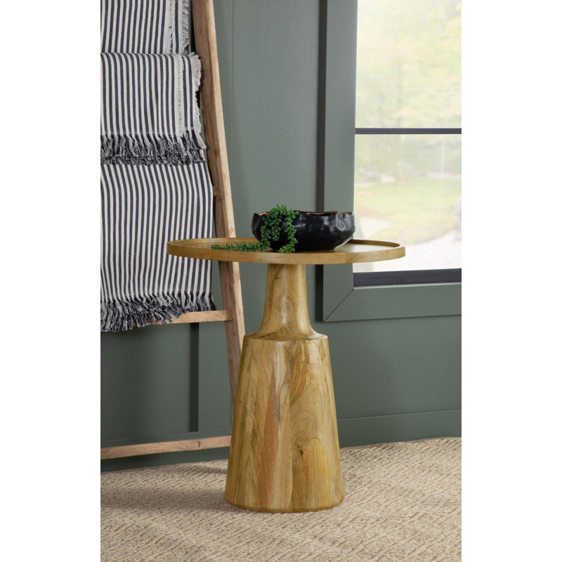 Granit 24.5'' Tall Round End Table, Natural, Brown