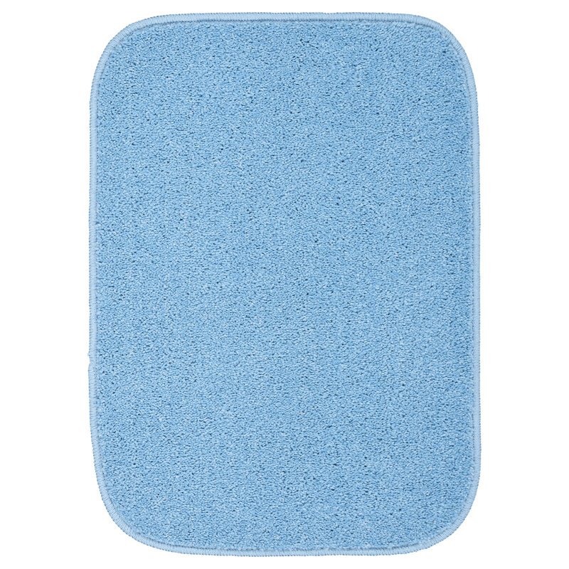 Monarrez Nylon Bath Rug with Non-Slip Backing, Single- 24" L x 17" W, Basin Blue