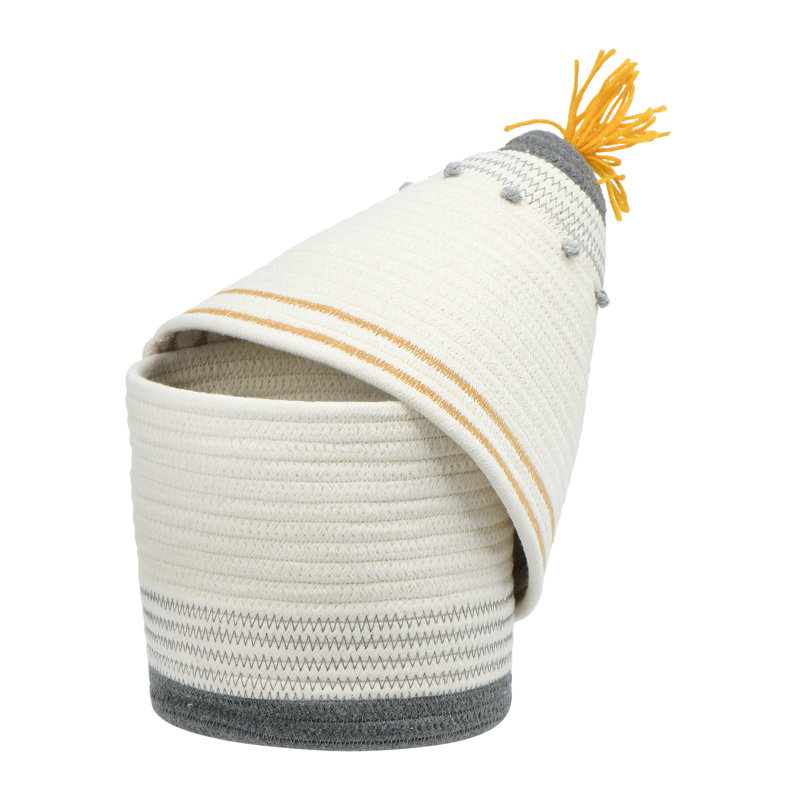 Cotton Rope Basket with Lid and Embroidery