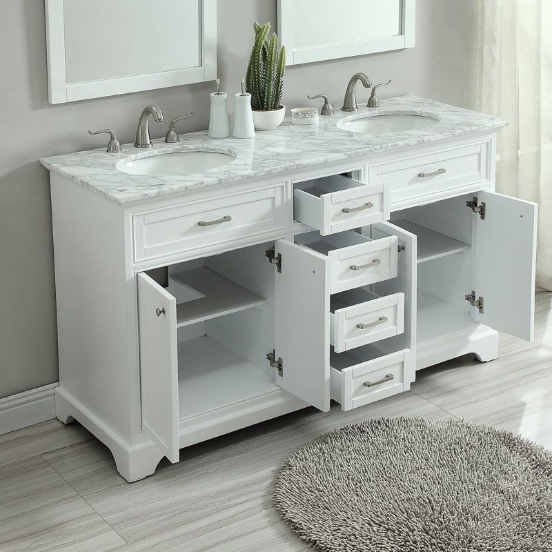 Ensemble de meuble-lavabo double 60 po Hermes, Blanc