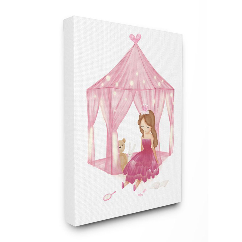 " Girl's Playroom Princess Doll Stuffed Animal Illustration " by Daphne Polselli, 20" H x 16" W, Wrapped Canvas