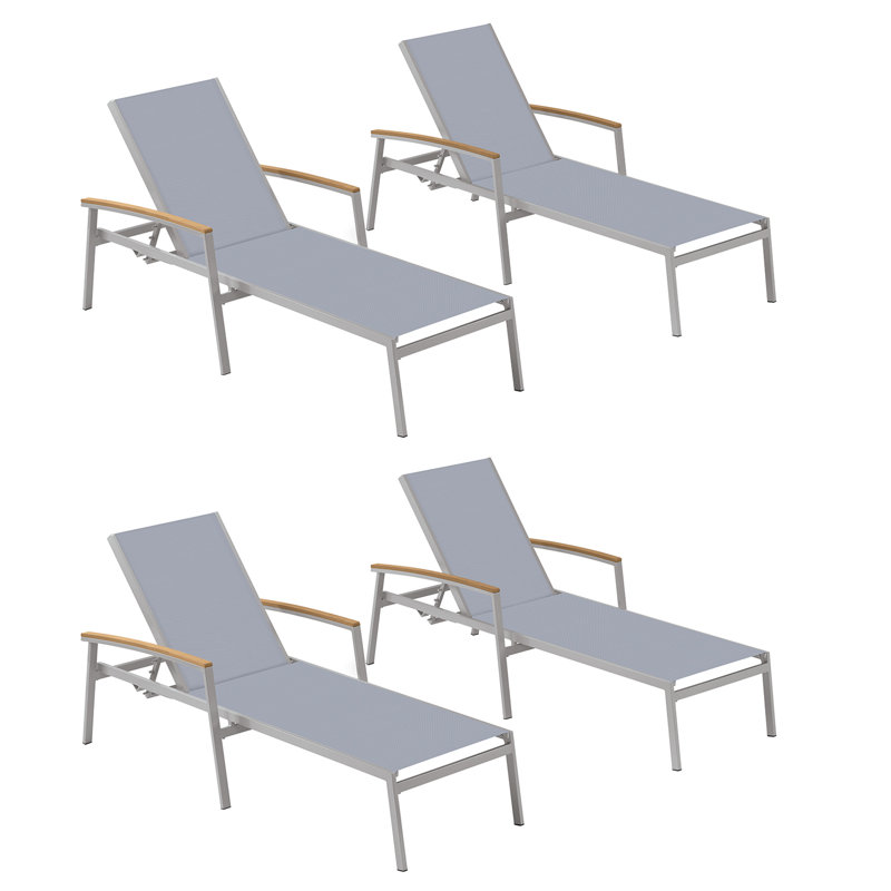 Travira Outdoor Chaise Lounge, Flint, Tekwood Natural, Ink Pen