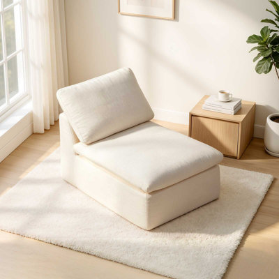Chenille Armless Modular Sofa Chair No Assembly Single Seat