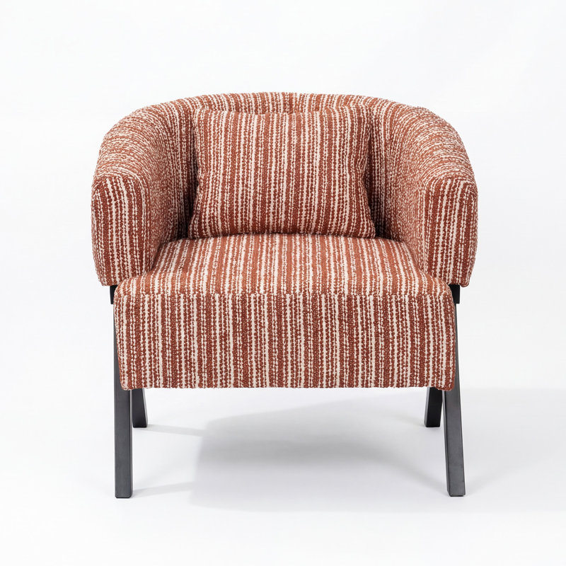 Chaise avec accoudoirs en tissu d'ameublement Mid-Century, Rouge, 1