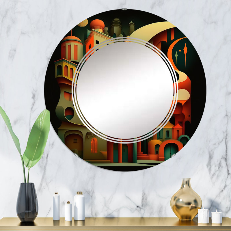 Ragonesti Geometric Graffiti IV - Miroir mural géométrique moderne, 32 po x 32 po