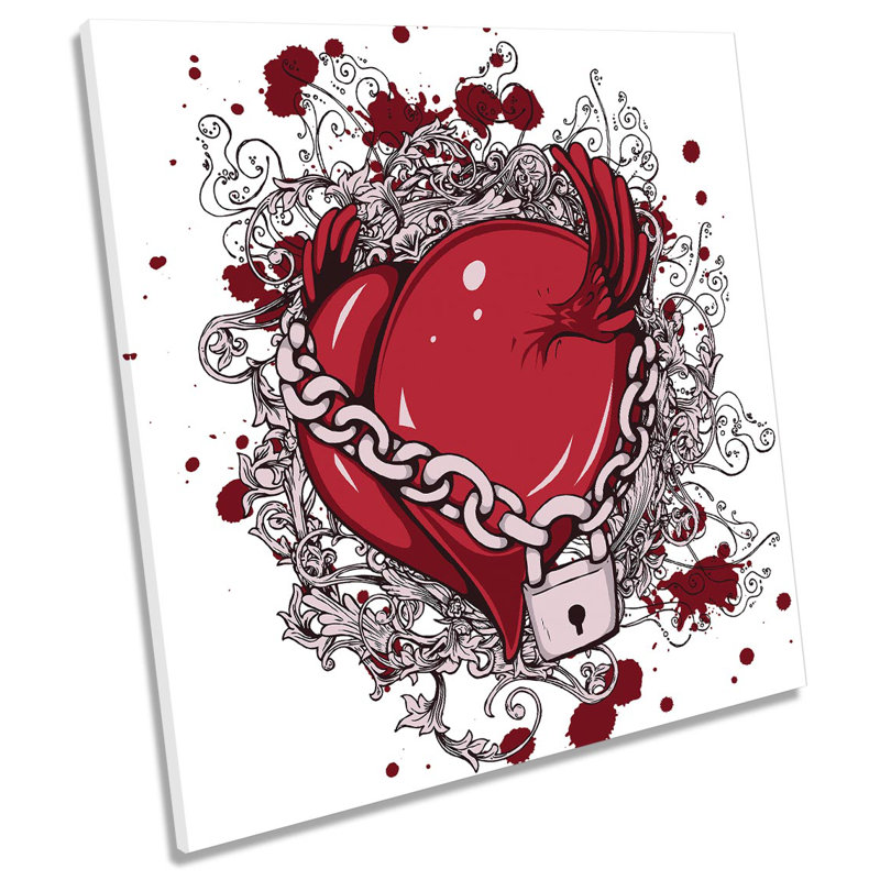 X8748 Heart Love Padlock - Wrapped Canvas Print, 91.4cm H x 91.4cm W x 4cm D