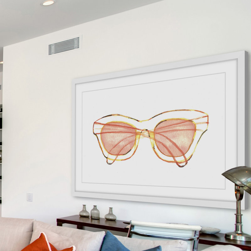 «Peach Sun lunettes» par Christine Lindstrom, reproduction encadrée, H 30 po x l 45 po x P 1,5 po