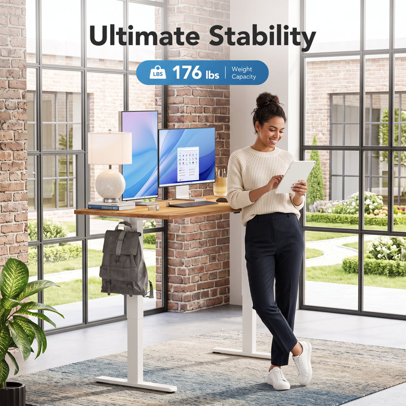 Electric Adjustable Standing Desk with Keyboard Tray,Height Adjustable Ergonomic Desk for Home or Office.