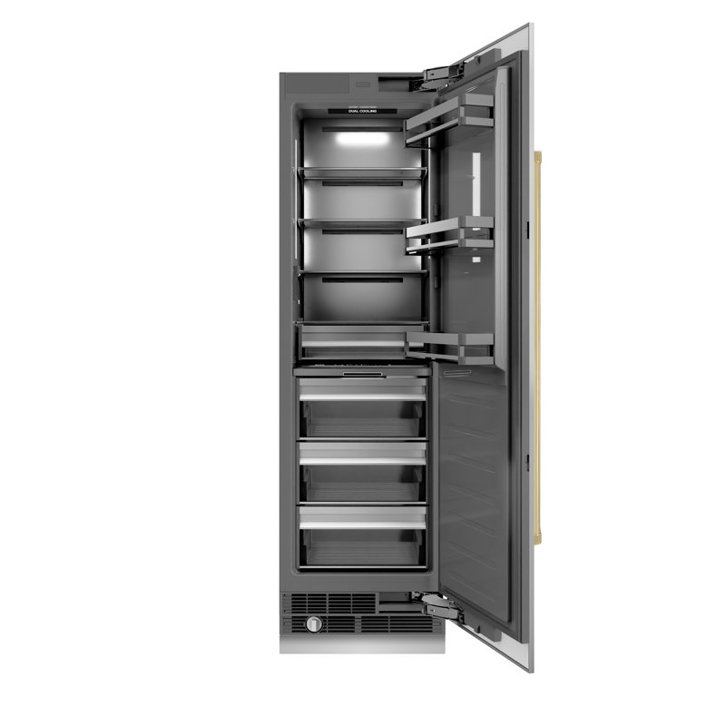 ZLINE Autograph 24 in. Column Refrigerator with Graphite Gray Interior and Polished Gold Accents, Stainless Steel/Gold
