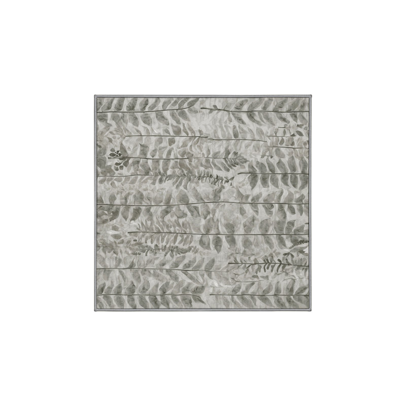 Machine Washable Gray Area Rug, Square 8'