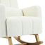 Chaise berçante en velours blanc crème avec coussin, support ergonomique très confortable, conception à surpiqûres verticales, polyvalente pour une finition intérieure et confort d'assise spacieux, dossier remarquablement visible