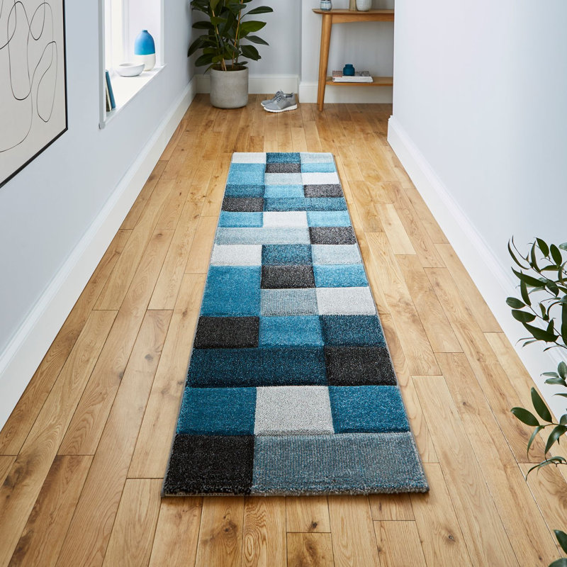 Bahnu area rug Machine Woven Runner Blue/Grey