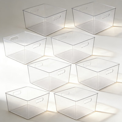 Clear Plastic Storage Bins With Handles, Extra Large 11X11 Cube Organizer Containers For Pantry, Closet, Kitchen, Bathroom, Laundry Room And Under Sink Organization