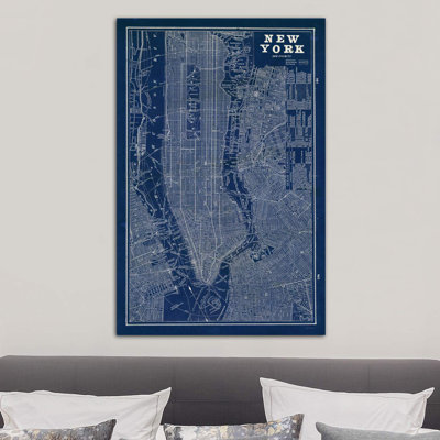 «Blueprint Map New York» par Sue Schlabach - impression d'art graphique
