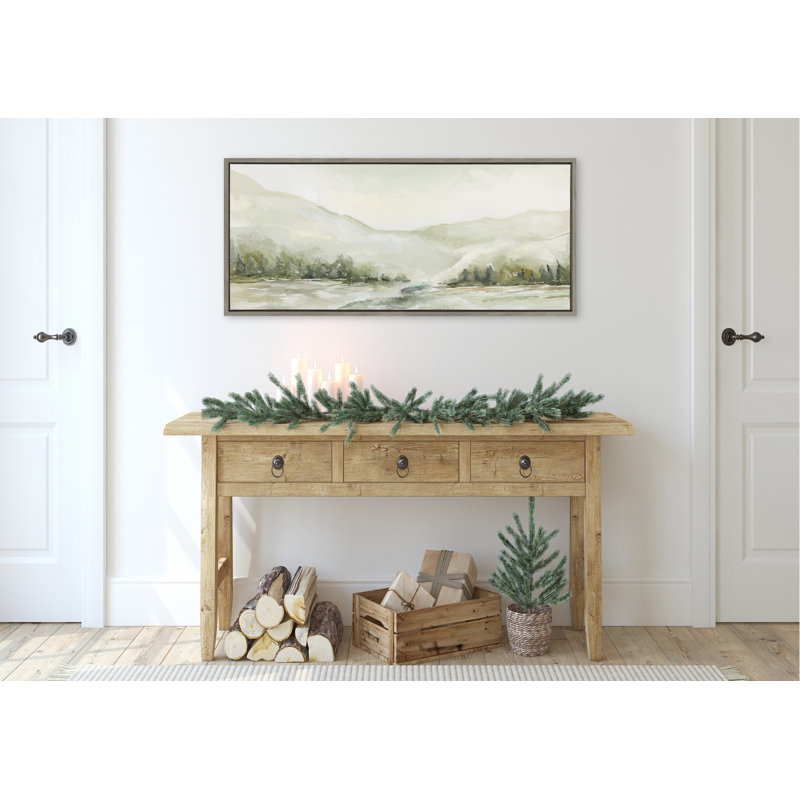 Gray Framed Winter Landscape Canvas Print, 18" x 40"
