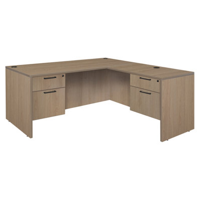 Nevjana L Desk with Double Pedestal Drawer Unit