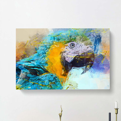 Macaw Parrot In Abstract - Wrapped Canvas