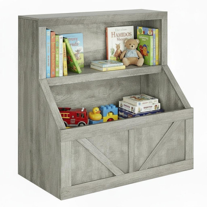 81.3cm H x 79.8cm W Toy Storage Bookcase, Grey
