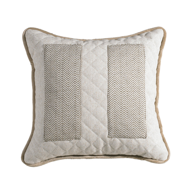 Coussin décoratif Fairfield, 18 po x 18 po, Chevron, Crème / taupe / beige