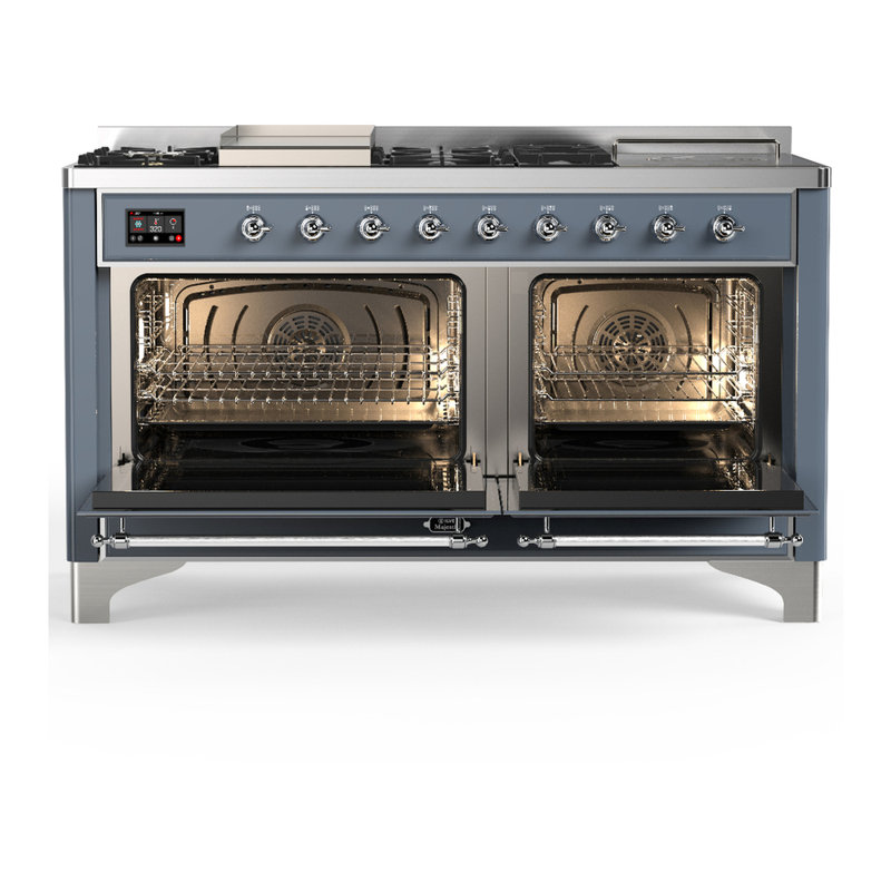 Majestic III Series 60 Inch Dual Fuel Range with 7 Sealed Burners, Griddle, Frenchtop in Antique White (Natural Gas, Copper Trim)