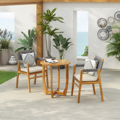 Outdoor Wood & Rope Bistro Set by Union Rustic