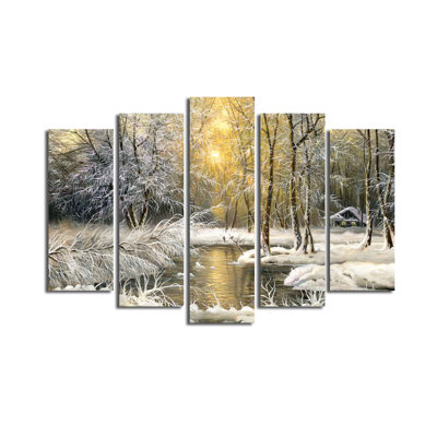 Stunning 5-Piece Decorative Canvas Painting Set, 100% Suede Canvas, Total Size: 27.6 x 41.3 inches | 100% Wooden Frame, Thickness: 1.2 inches | Perfect for Living Room, Bedroom & Office Décor, Eye-Catching Artwork