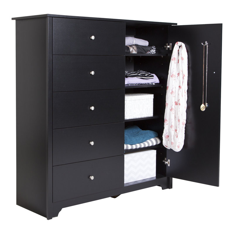 Jayra 47'' W 5 - Drawer Dresser, Black