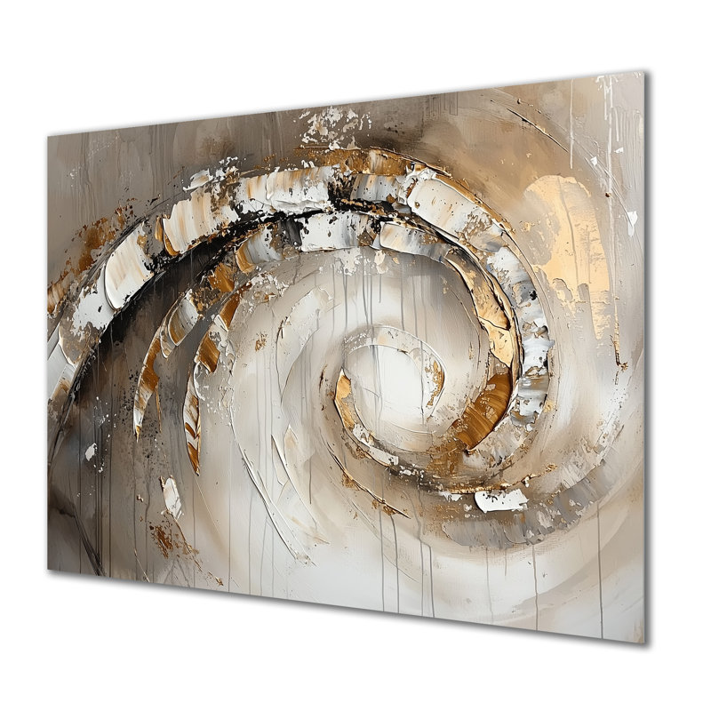 Cuivre lumineux spirale abstraite I - art mural en métal vagues, impression moderne en métal, H 24 po x l 32 po x P 0,84 po
