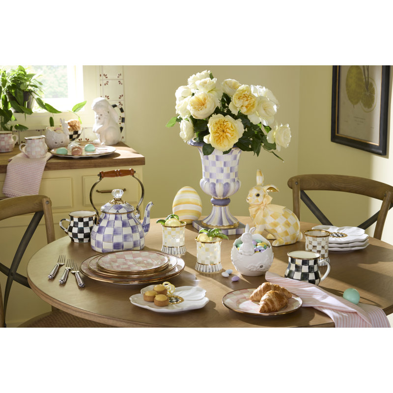 Violet Check Tabletop Pedestal Urn