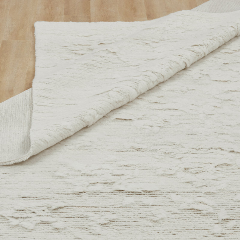 Tapis blanc / crème en laine noué à la main Cloudscape, Rectangle 12 pi x 15 pi
