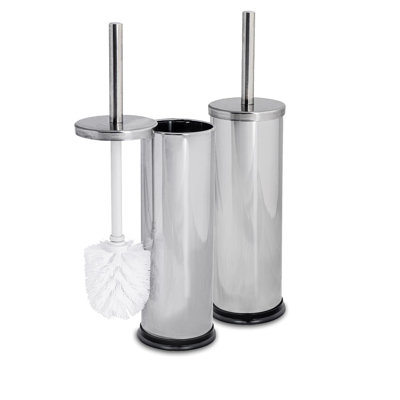 Harbour Housewares - 2x Round Toilet Brushes with Holder - Toilet Cleaning Brush Set with Non Slip Base