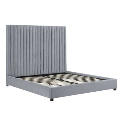 Solid Wood and Upholstered Low Profile Platform Bed