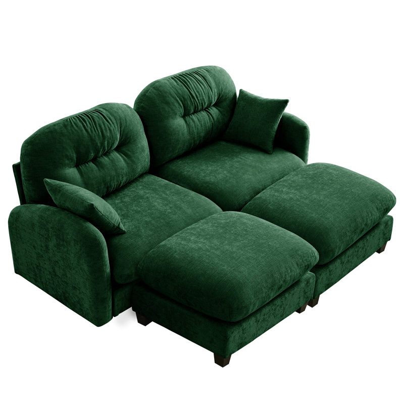 2 - Seat With Chenille, Ergonomic Curve, And Movable For Contemporary Living Modular Made Of Chenille High Density Foam, Soft Throw Pillows, Cloud Comfort